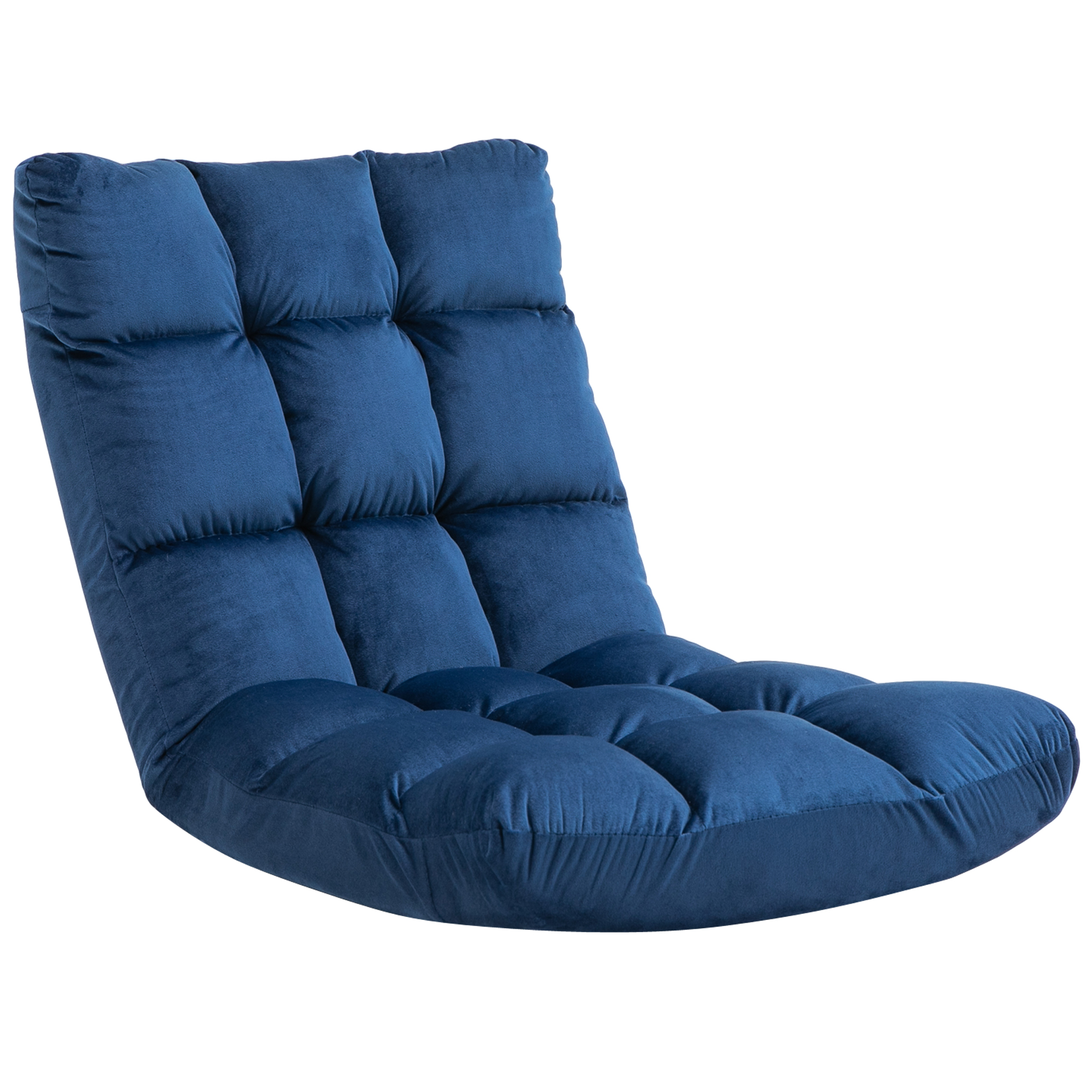 HOMCOM Sessel Gästematratze Bodensessel, verstellbare Rückenlehne, Velouroptik, 55 cm x 71 cm x 53,5 cm, Blau