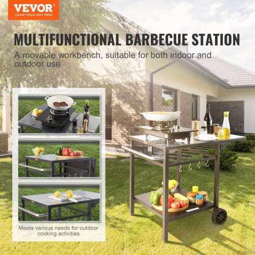 VEVOR Outdoor-Grill-Esswagen, Doppelregal, beweglicher