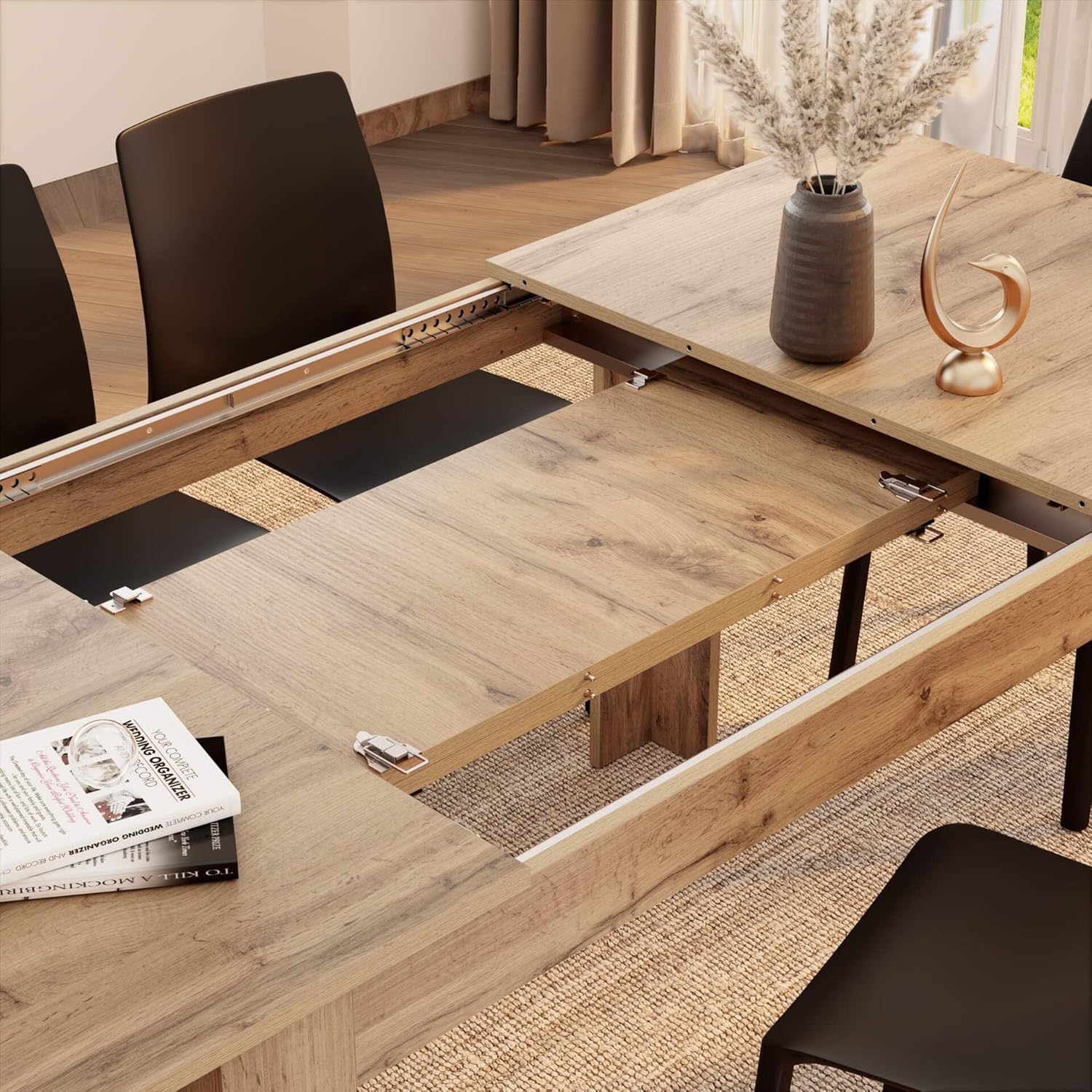 Mobili Fiver, Tavolo allungabile Cucina, Easy, 140(220) x90 cm, Rovere Rustico, per 6-8 persone, Tavolo Cucina, Made in Italy