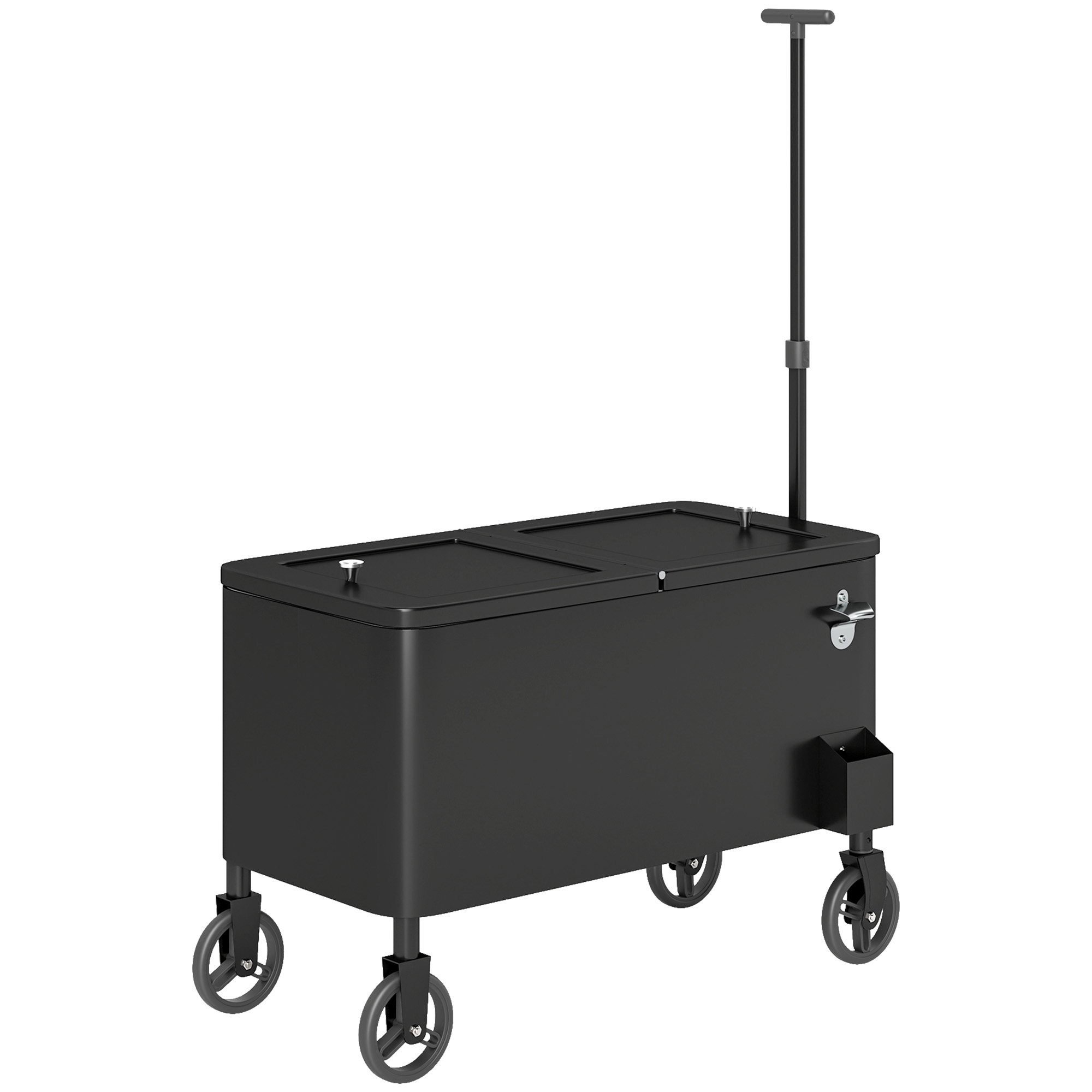 Outsunny 76L Kühlwagen Servierwagen mit Rädern Flaschenöffner Deckel Griffe Fahrbare Kühlbox Schwarz