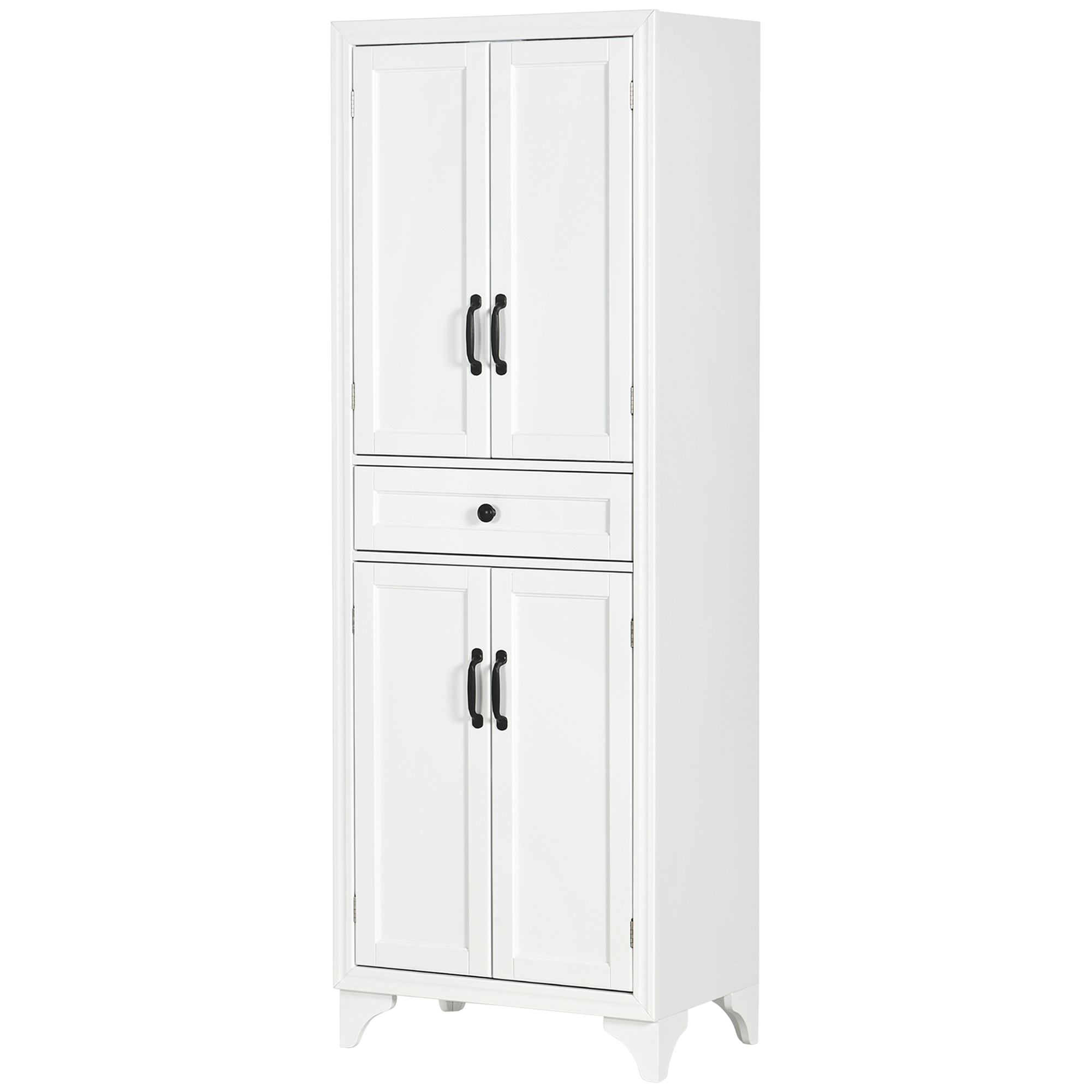 HOMCOM Hochschrank Küchenmöbel 4 Türen 2 Schränke und 1 zentrale Schublade Höhe 170 cm mit höhenverstellbarem Regal Weiß