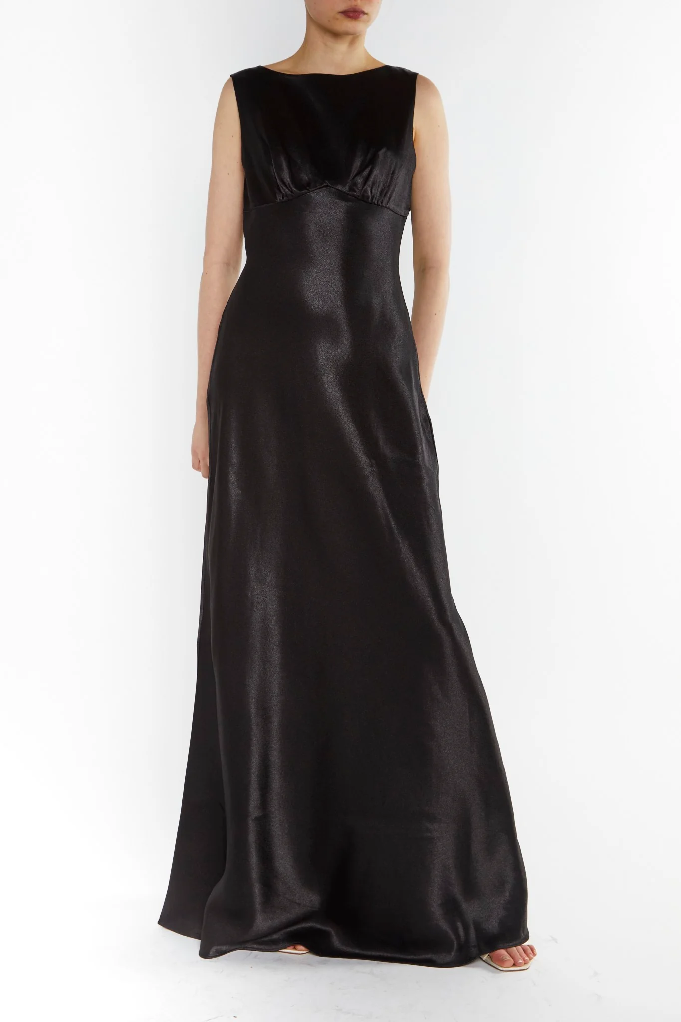 Natalie Black Cowl-Back Maxi Dress