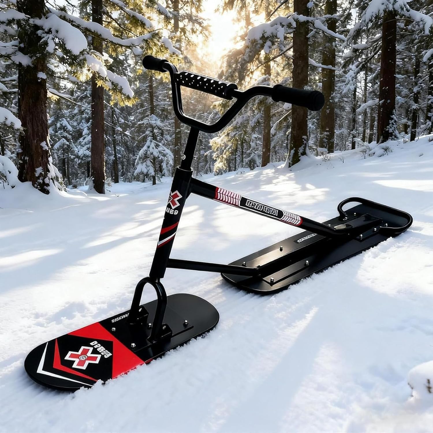 Snow Scooter für Erwachsene – 360° drehbare Heckski für verbesserte Kontrolle, verstärkter Aluminiumrahmen, All-Terrain-Dual-Ski-Design für Snowparks und Hügel