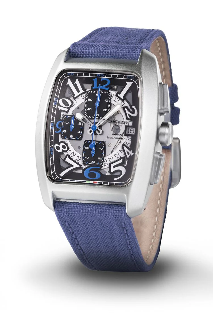 Locman Sport crono quadrante trasparente cinturino in tela blu 0472L22S-LLT0SKCB