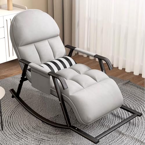 Soggiorno poltrona dondolo con Cuscino Imbottito, moderno Comodo camera da letto sdraio con tasche laterali, esterno giardino sedia dondolo con poggiagambe, Traspirante Schienale regolabile Poltrona : Amazon.it: Sport e tempo libero