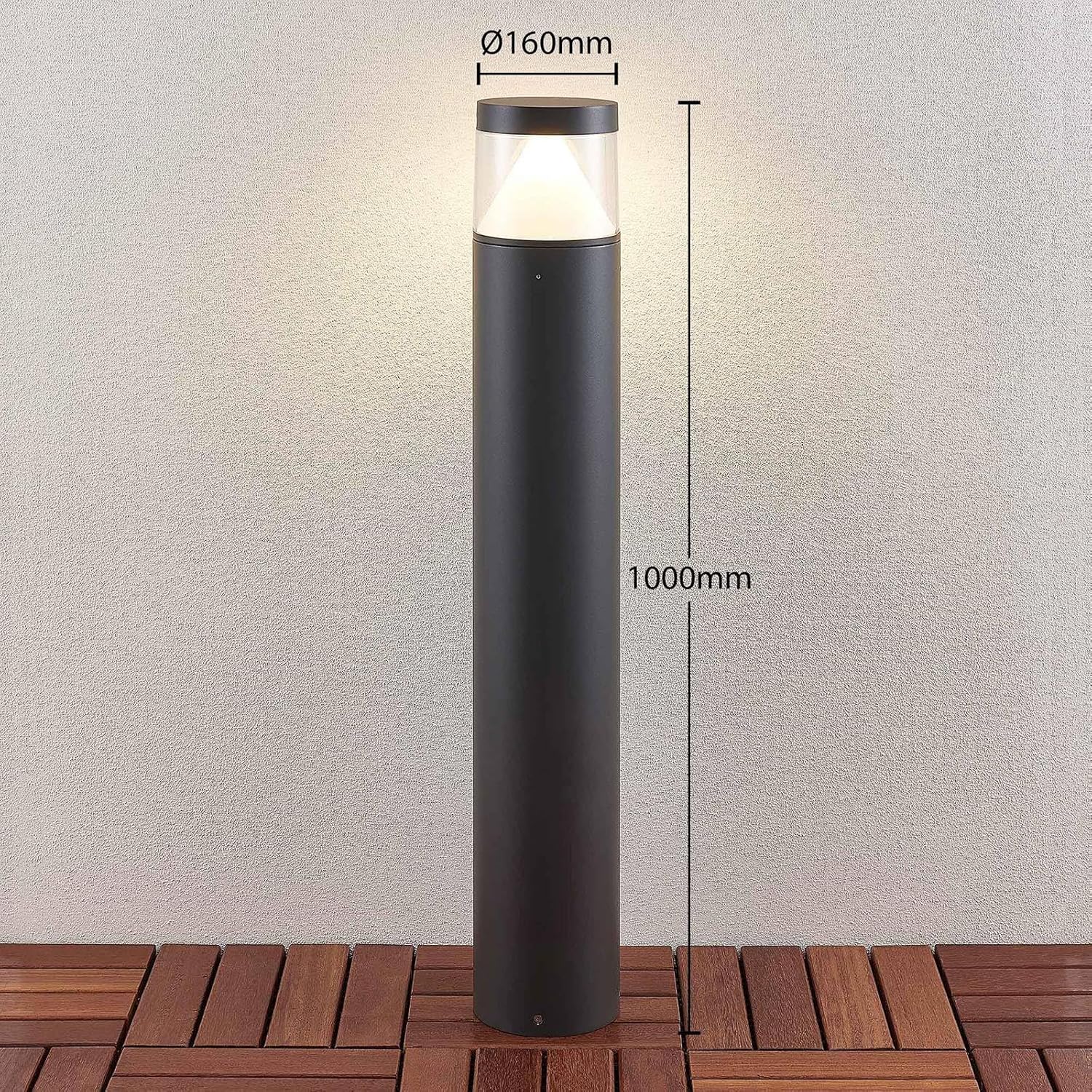 Lucande LED Außenleuchte Darja (spritzwassergeschützt (Modern) in Alu aus Aluminium (1 flammig,) - Wegeleuchte Pollerleuchte Wegelampe Sockelleuchte