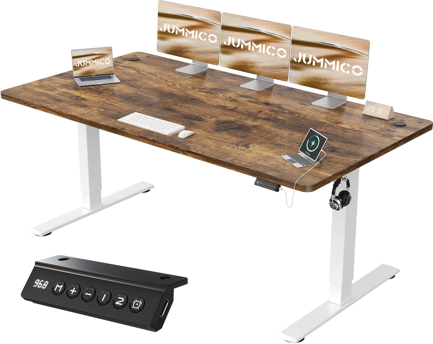 JUMMICO Elektrisch höhenverstellbarer Schreibtisch mit USB-Anschluss