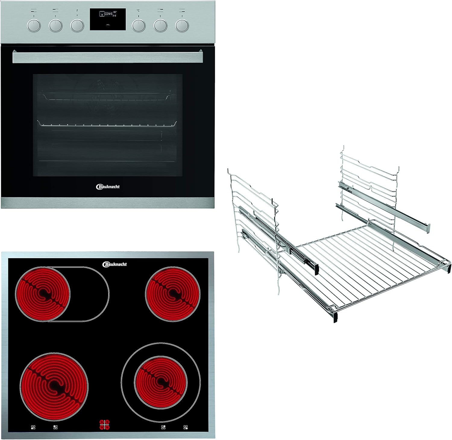 Bauknecht HEKO 566 Pyro Herd-Kochfeld-Kombination /Glaskeramik-Kochfeld (60 cm) / Pyrolyse-Selbstreinigungssystem / Multi-Level-Kochen / Backauszug mit 2 Ebenen, Schwarz