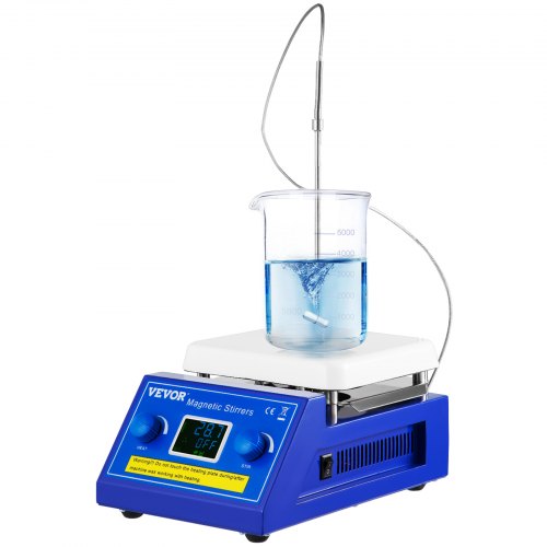 VEVOR Heizplatte Magnetrührer 500W Magnetrührwerk 5L Magnetische Heizplatte 200-2000U/min einstellbarer Heizrürer max bis 280°C(±0,1°C) Magnetrührer