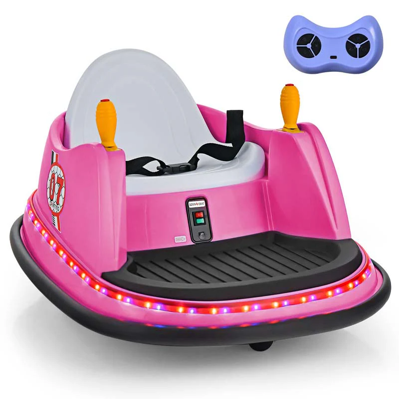 12V Toddler Bumping Car Battery Powered Baby Ride On Bumper Car With Dual Joysticks Flashing Led Light Amp 360 Degree Spin