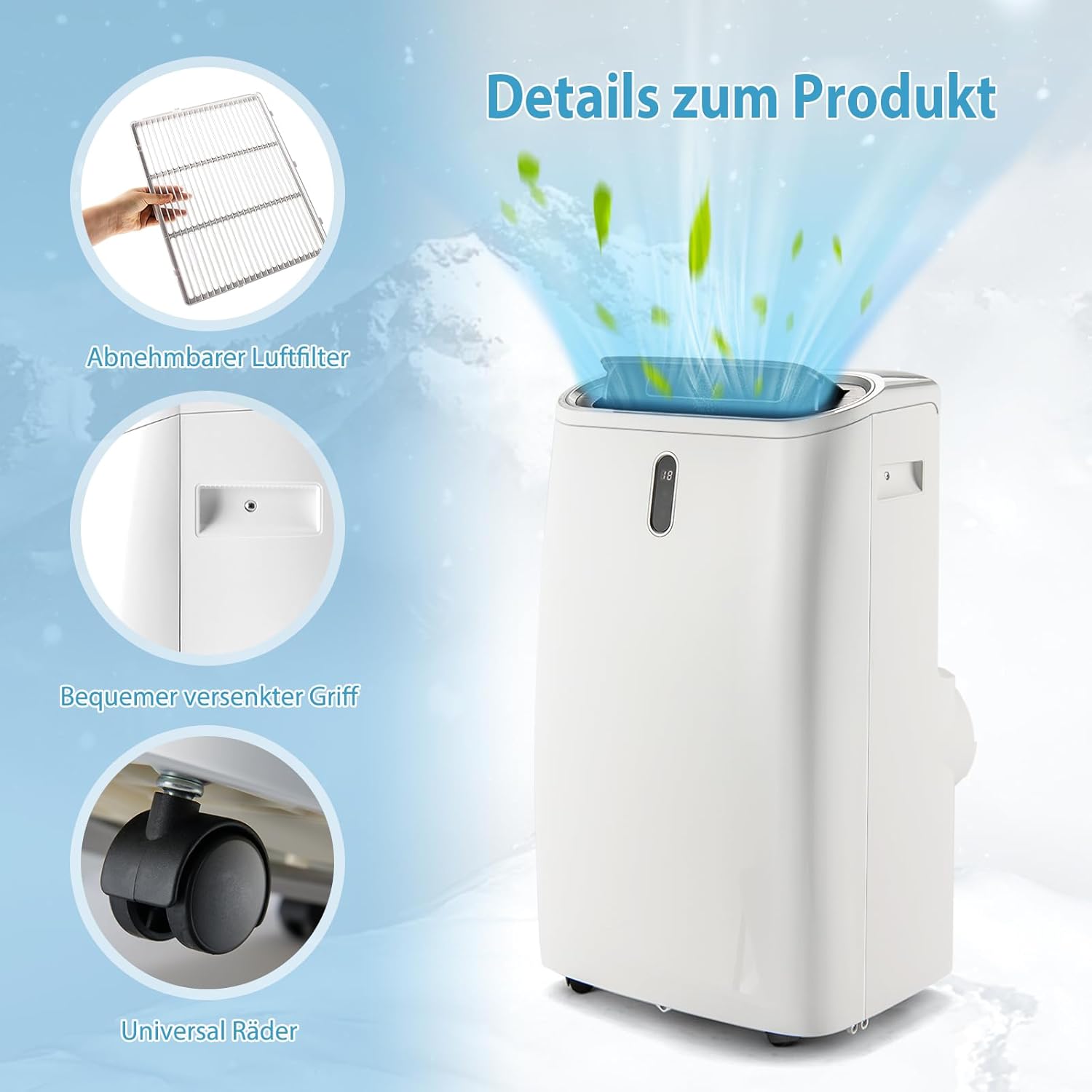 SOARS Klimaanlage mobil, 16000BTU 4,7kW, Kühlen & Heizen & Ventilieren & Entfeuchten, Klimagerät mit Abluftschlauch, Fernbedienung/App, 24H Timer, für Räume bis zu 50m² (16000BTU 4,7kW)