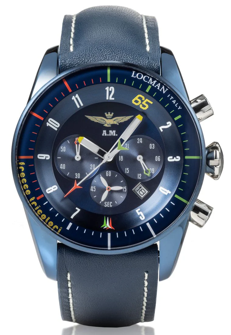 Orologio Locman crono Frecce Tricolori cinturino pelle 0450B02S-BLFTBLPB