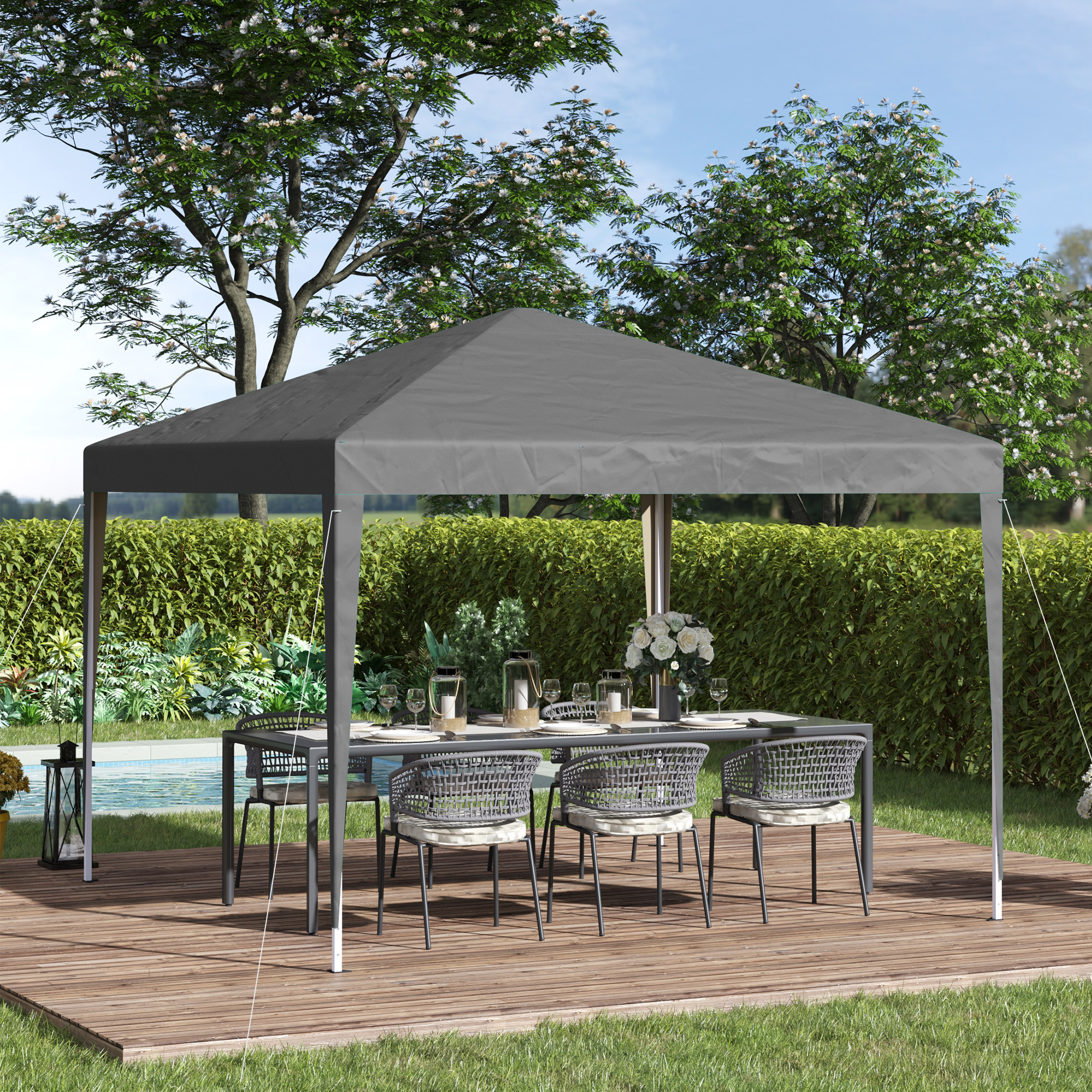 Outsunny Pop-Up Gartenpavillon Faltbarer Pavillon Anti-UV + Tragetasche aus Stahl Oxford 3 x 3 x 2,55 m Grau
