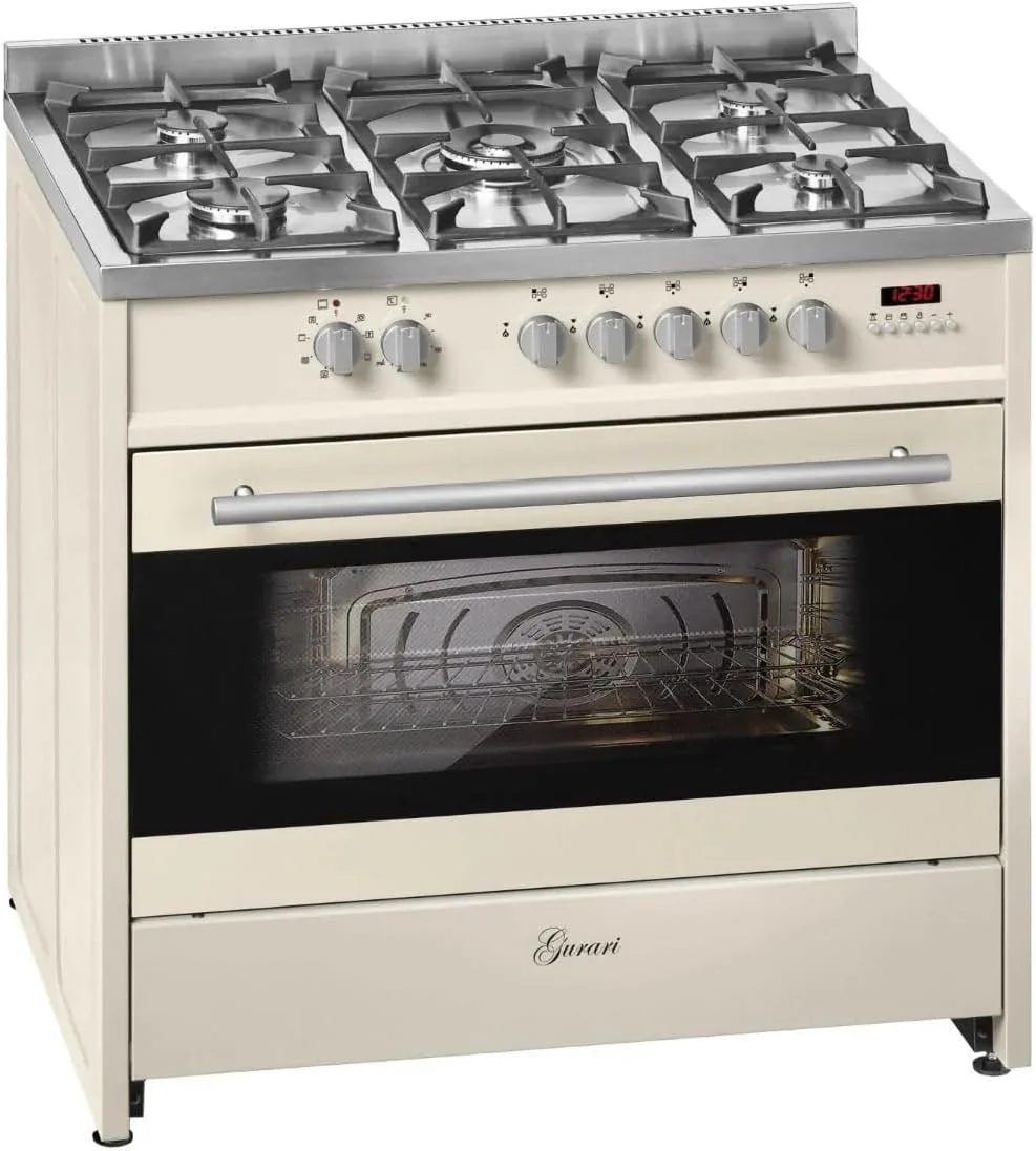 Gurari GCH E 911Cr Gas Elektro Standherd 90 cm 121 L Erdgas Fl.Gas 4 Kw WOK