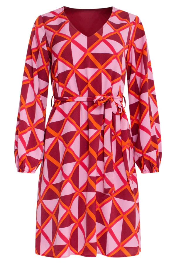 Smashed Lemon Print Dress , Pink / Orange