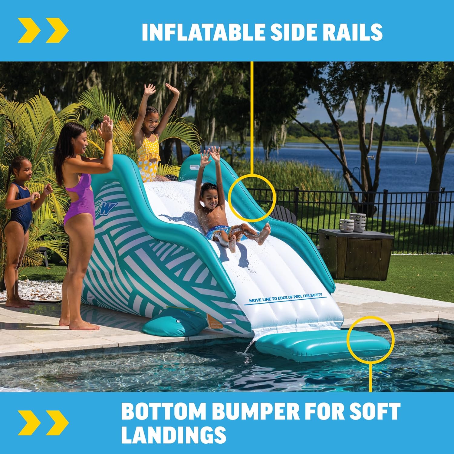 Wow Sports Wiggler Inflatable Sprinkler Slide with Centre Stop - Garden Hose Attachment - Backyard Water Feature - Kids and Adults