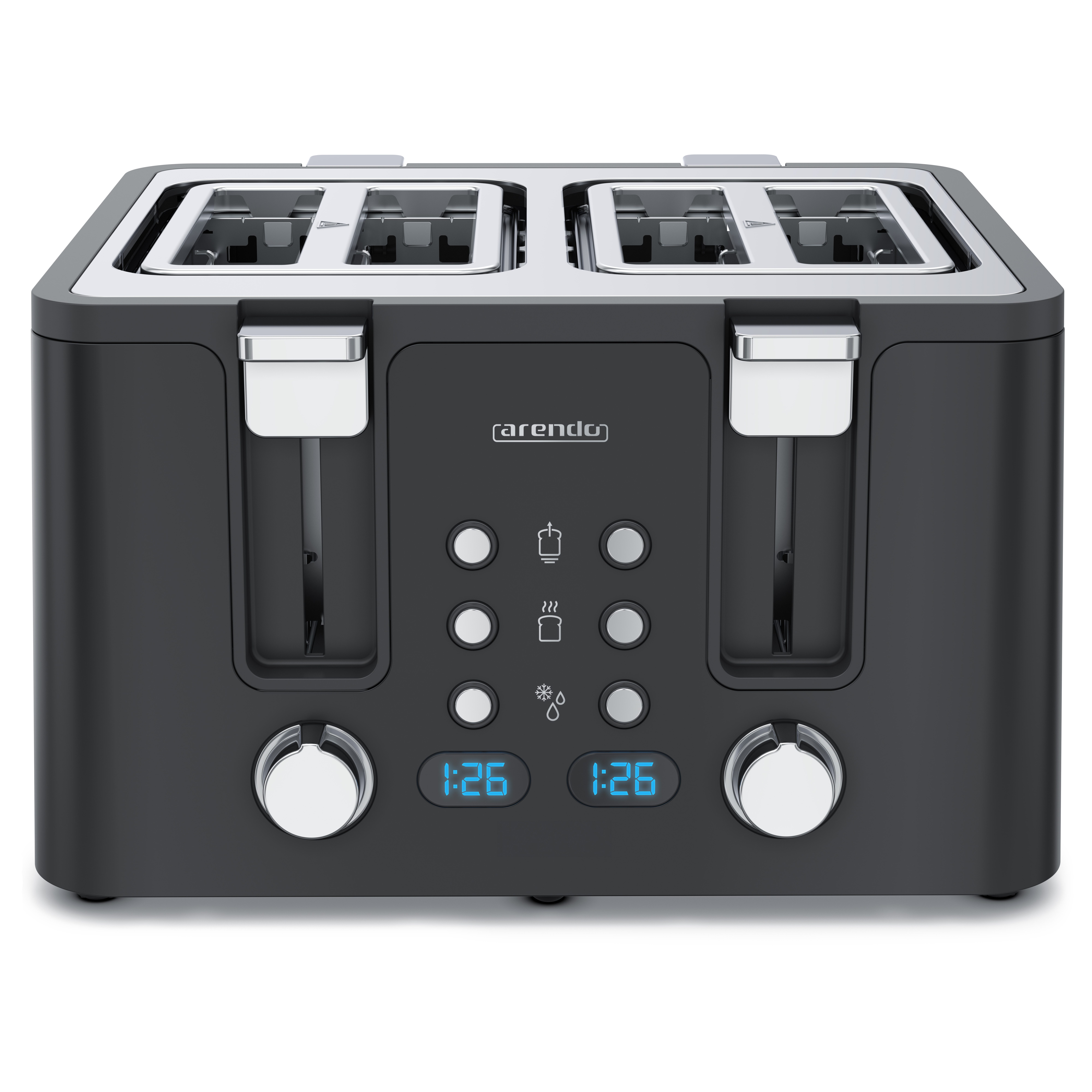 Toaster Edelstahl, Brötchenaufsatz, Restzeitanzeige, Schwarz