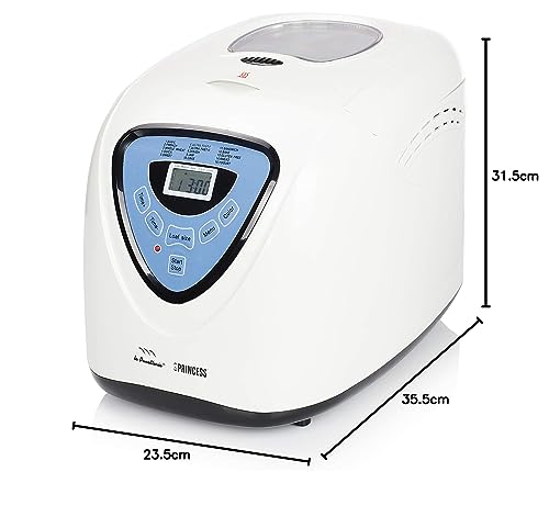 Macchina per il pane Princess White, Completamente automatica, 15 cotture preimpostate, Timer, Mantenimento in caldo, Grande capienza 0,9kg, 600 Watt, Bianca, Ottima per pane e dolci : Amazon.it: Casa e cucina
