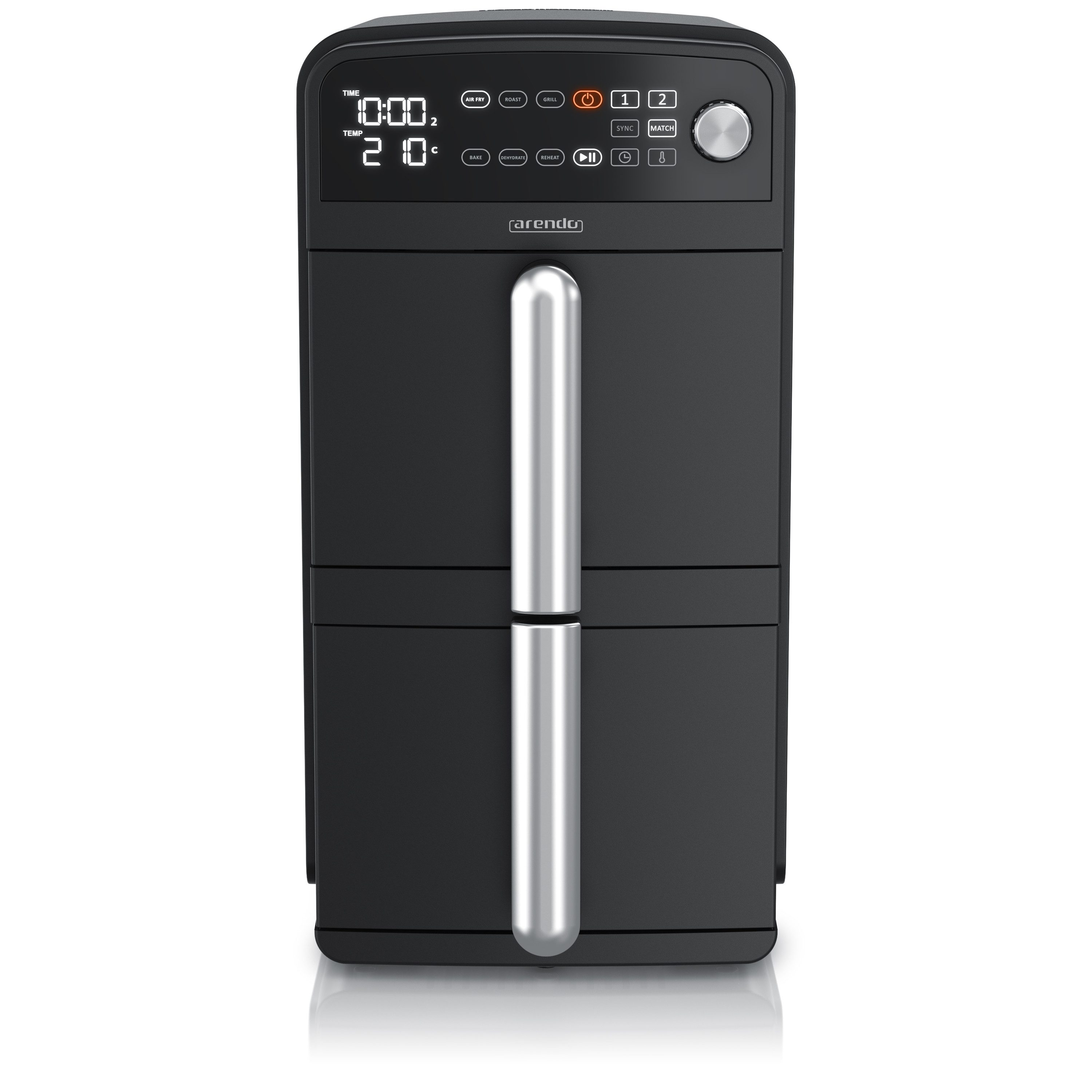Heißluftfritteuse mit 2 Kammern Übereinander, XXL Doppelkammer Airfryer 11L, Dual Zone