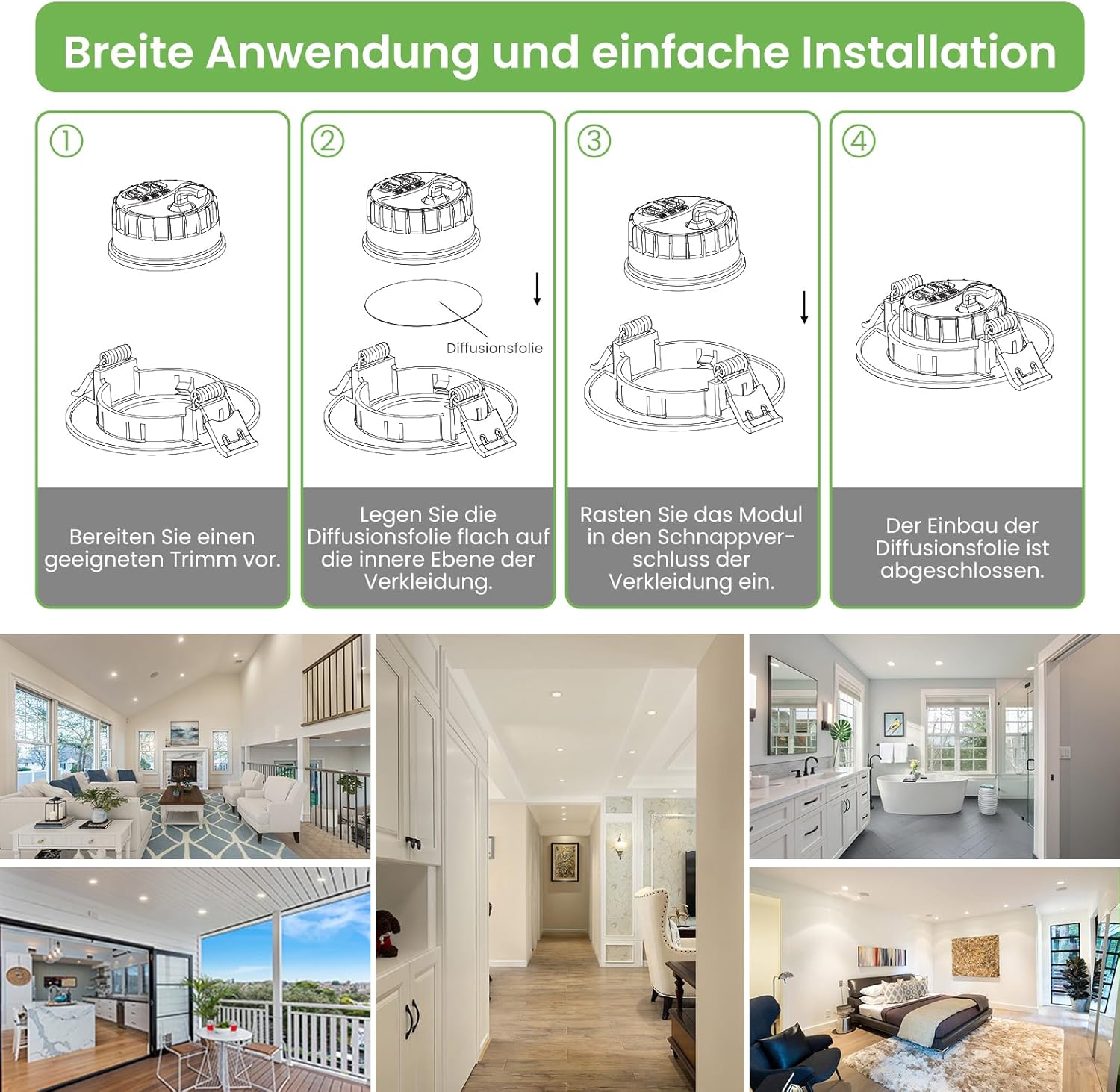 ALUSSO LED Modul Ultra Flach ø50x25mm für Einbaustrahler, 6W 540lm 230V, Warmweiß Naturalweiß Kaltweiß Dimmbar, Ersetzt GU10 MR16 Leuchtmittel, IP44 Wasserdicht, 48er