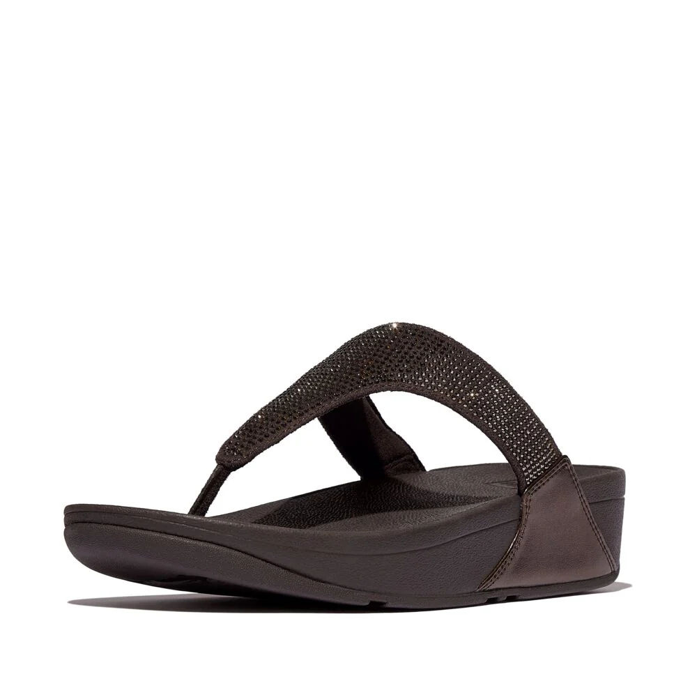 FitFlop Lulu Glitzer Metallic Chocolate Brown Zehensteg