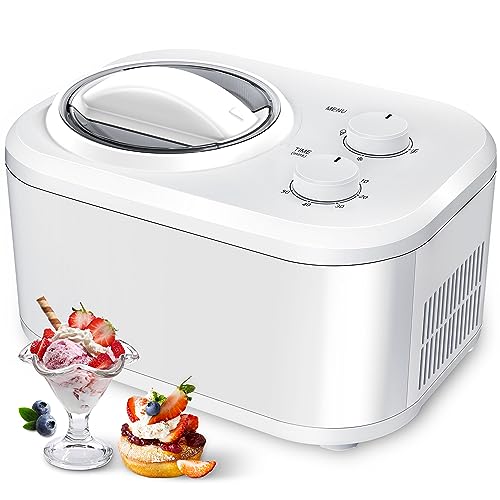 COWSAR 1.1 Quart Ice Cream Maker Machine with Built in Compressor, Fully Automatic, No Pre freezing, 2 Buttons Control, 1 Hour Keep cooling, Easy to Clean: Home & Kitchen