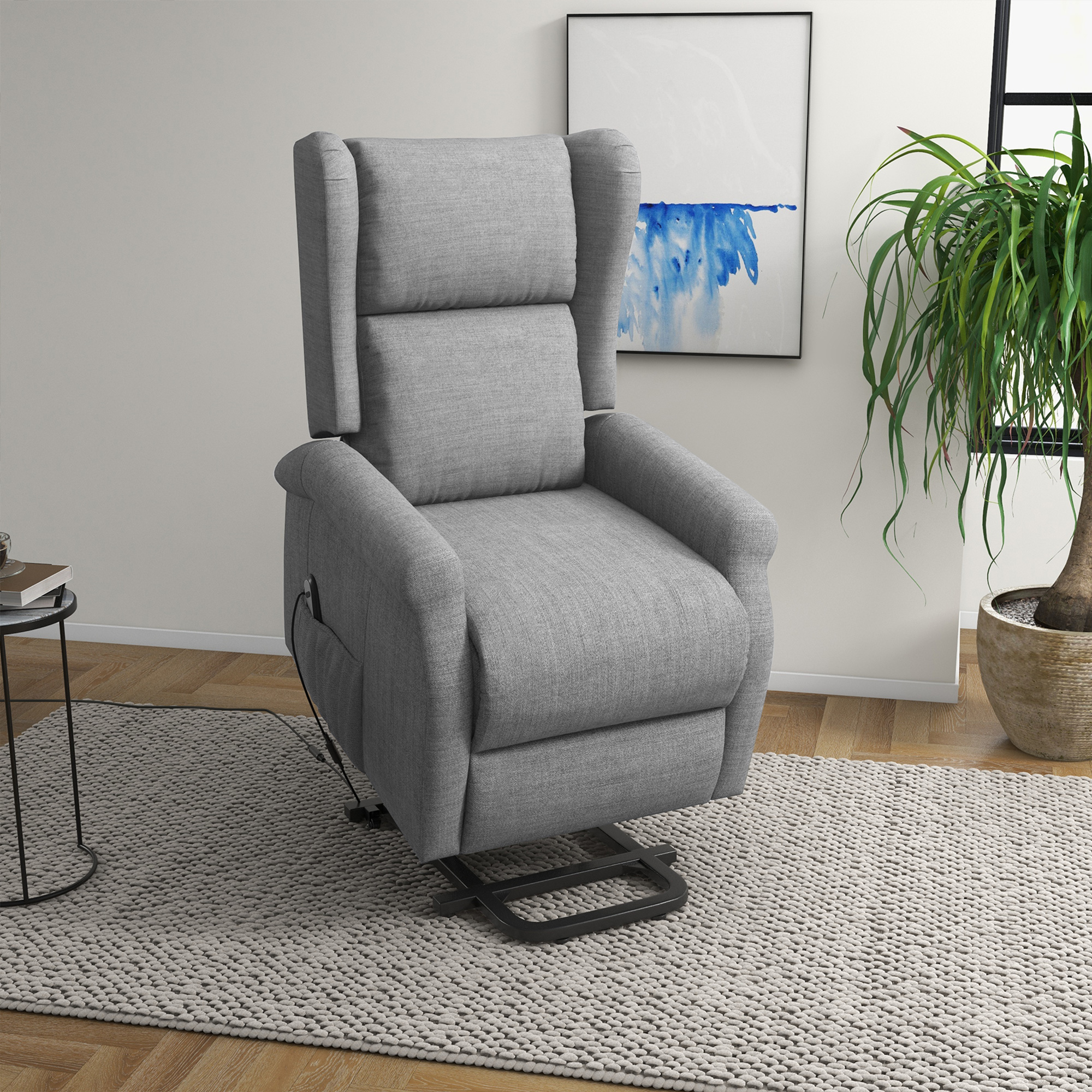 HOMCOM Relaxsessel, Aufstehhilfe, Liegefunktion, bis 200kg, 72,5x94x109cm, Grau