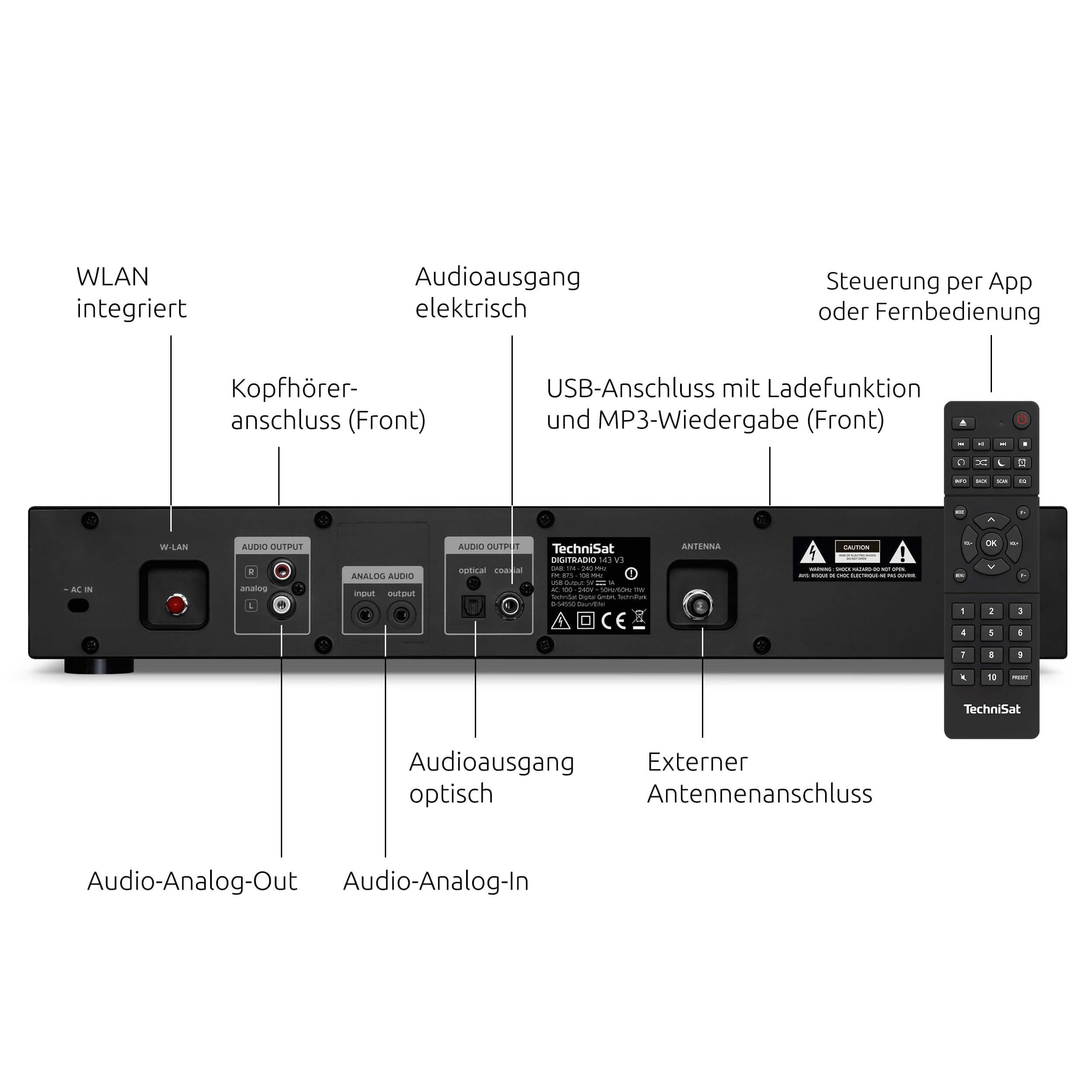 TechniSat Digitradio 143 V3 HiFi Tuner für Internetradio und DAB+ Digitalradio mit UKW Empfang