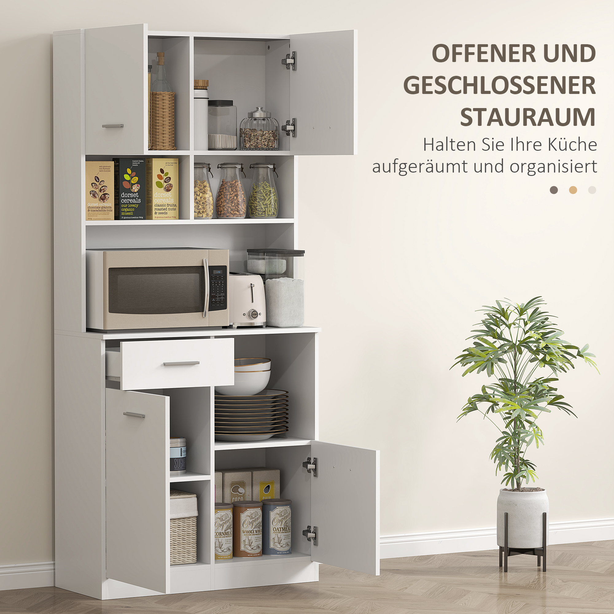 Buffetkast met Lade, Soft-Close Deuren, 80 x 35 x 180 cm - Wit