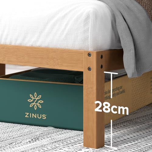 Zinus Leah Letto 80 x 190 cm   36 cm di Altezza   Struttura letto in bambù e legno con testiera   Marrone : Casa e cucina