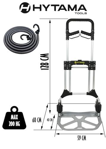 Carrello Portapacchi in alluminio pieghevole per carichi pesanti fino a 200 kg FOLD STRONG, impugnatura morbida con maniglie pieghevoli regolabili e grandi ruote : Amazon.it: Commercio, Industria e Scienza
