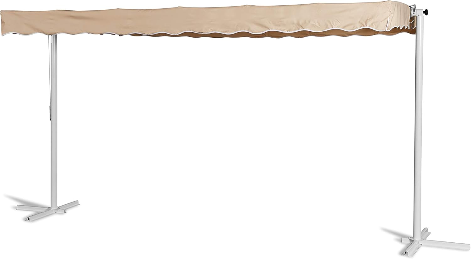 GRASEKAMP Qualität seit 1972 Standmarkise Dubai Beige 375x225cm mit Schutzhülle Terrassenüberdachung Raffmarkise Mobile Markise Ziehharmonika
