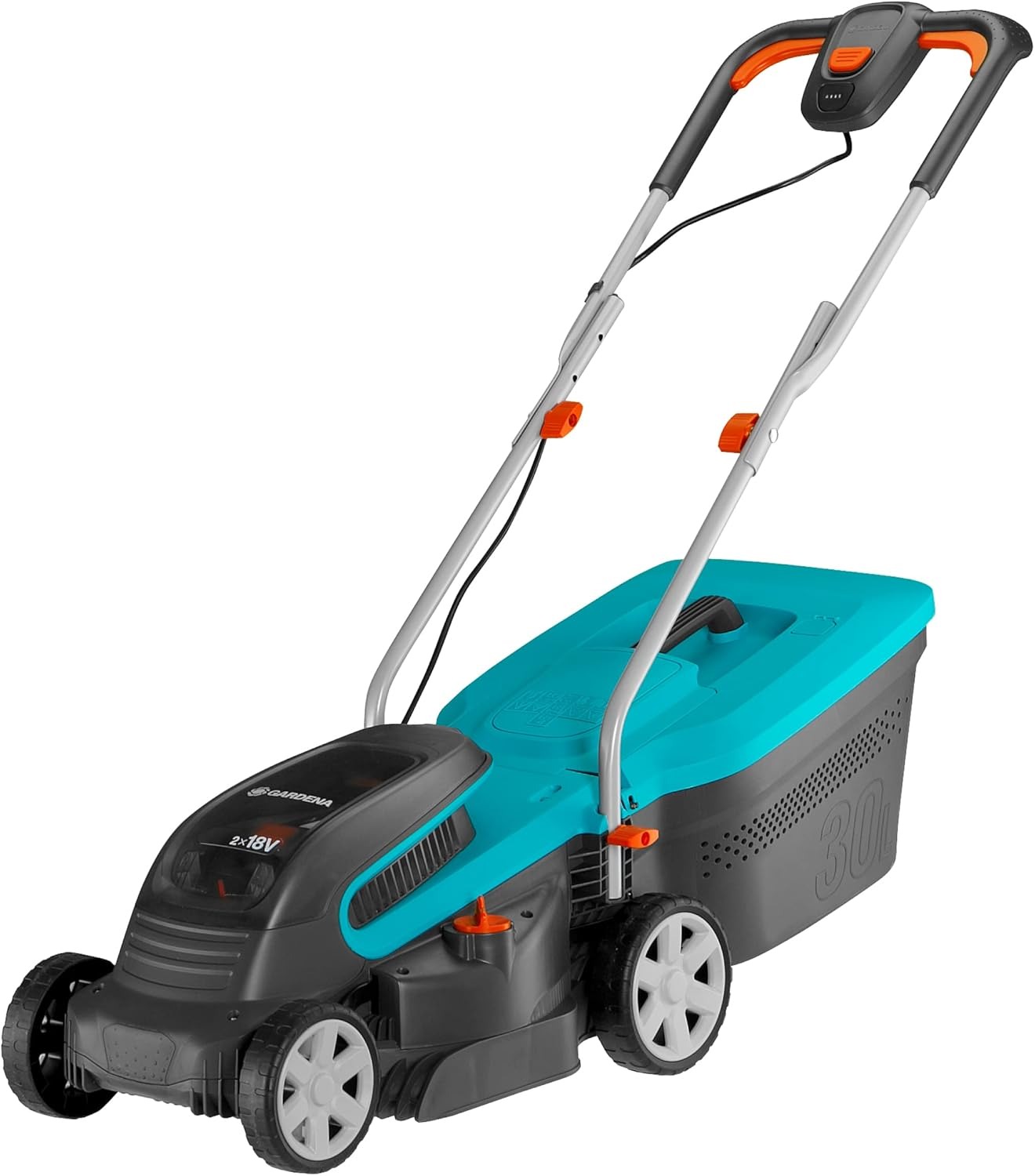 Gardena EasyMax+ 32/18V Ready-To-Use Set Rasaerba a Batteria, larghezza di taglio 32 cm, inclusa batteria POWER FOR ALL, leggero e maneggevole, ideale per prati fino a 200 m² (14634-20)