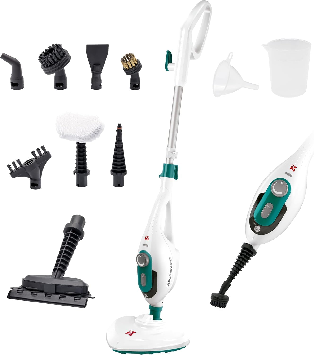 Di4 Steamclean Multi10 Max 10 in 1 Multifunction Steam Broom, 1500 W, Eliminates 99.9% of Viruses and Bacteria, Cleaning Without Chemicals or Abrasives
