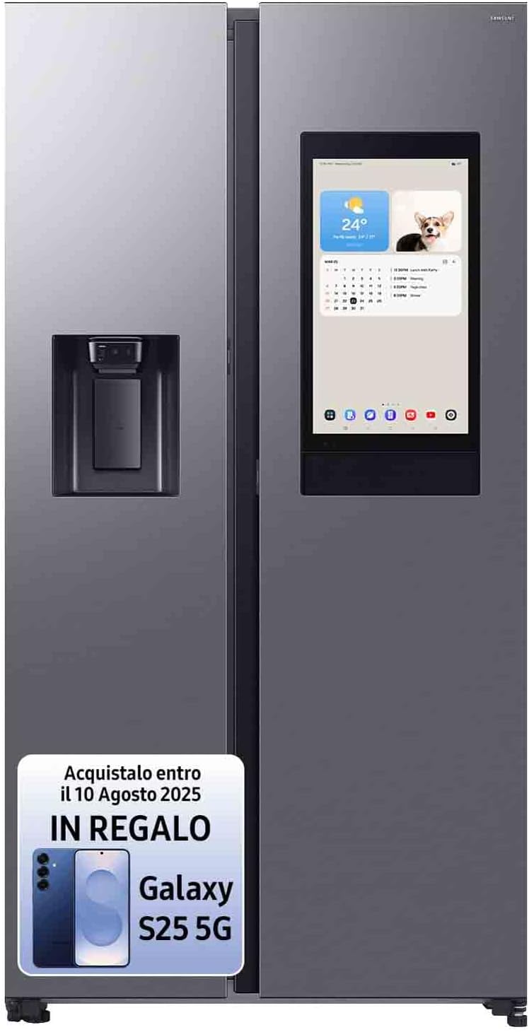 Samsung Frigorifero Side By Side con Family Hub? RS6HA8891B1/EF, Libera installazione, Dispenser dell'acqua, Twin Cooling Plus?, Wifi, 614L, 91l x 178h x 72p cm