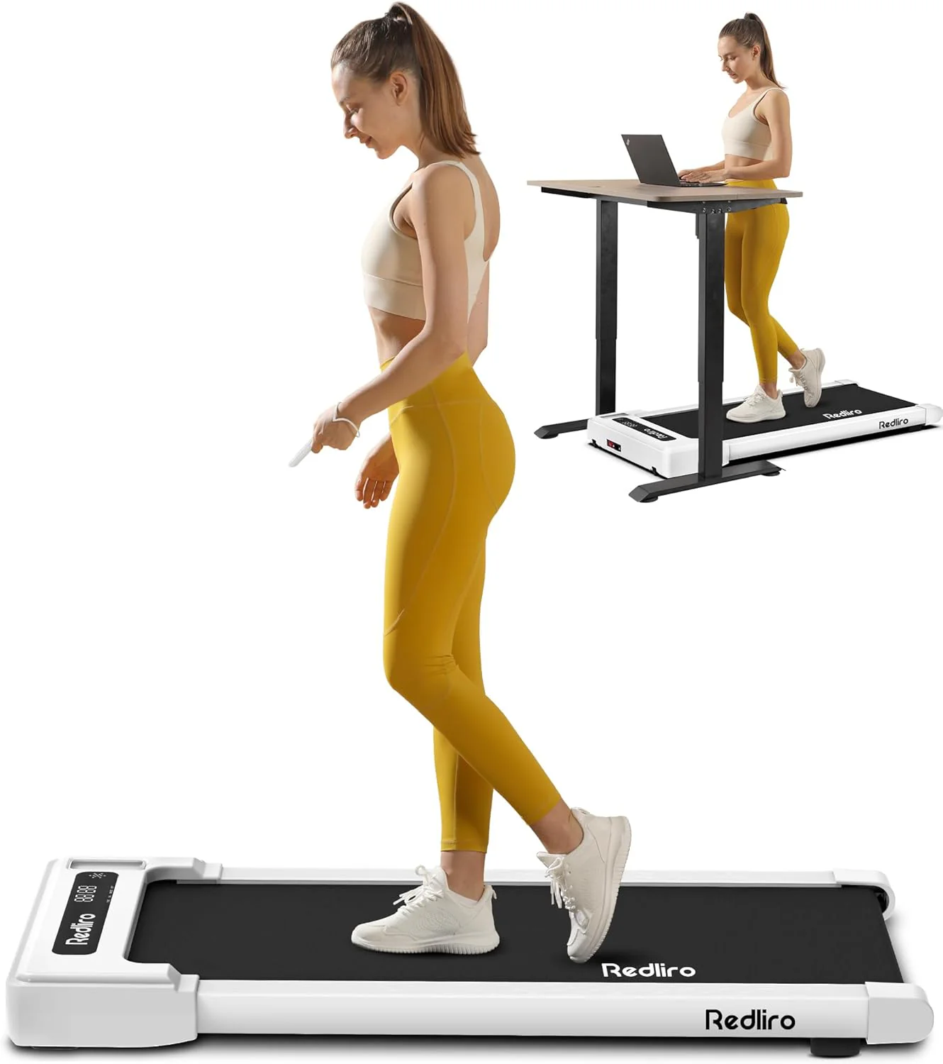 Redliro Walking Pad, Thuisloopband met Afstandsbediening en LED-Display, Compacte en Stille Loopband voor Thuis/Kantoor 1-6km/u