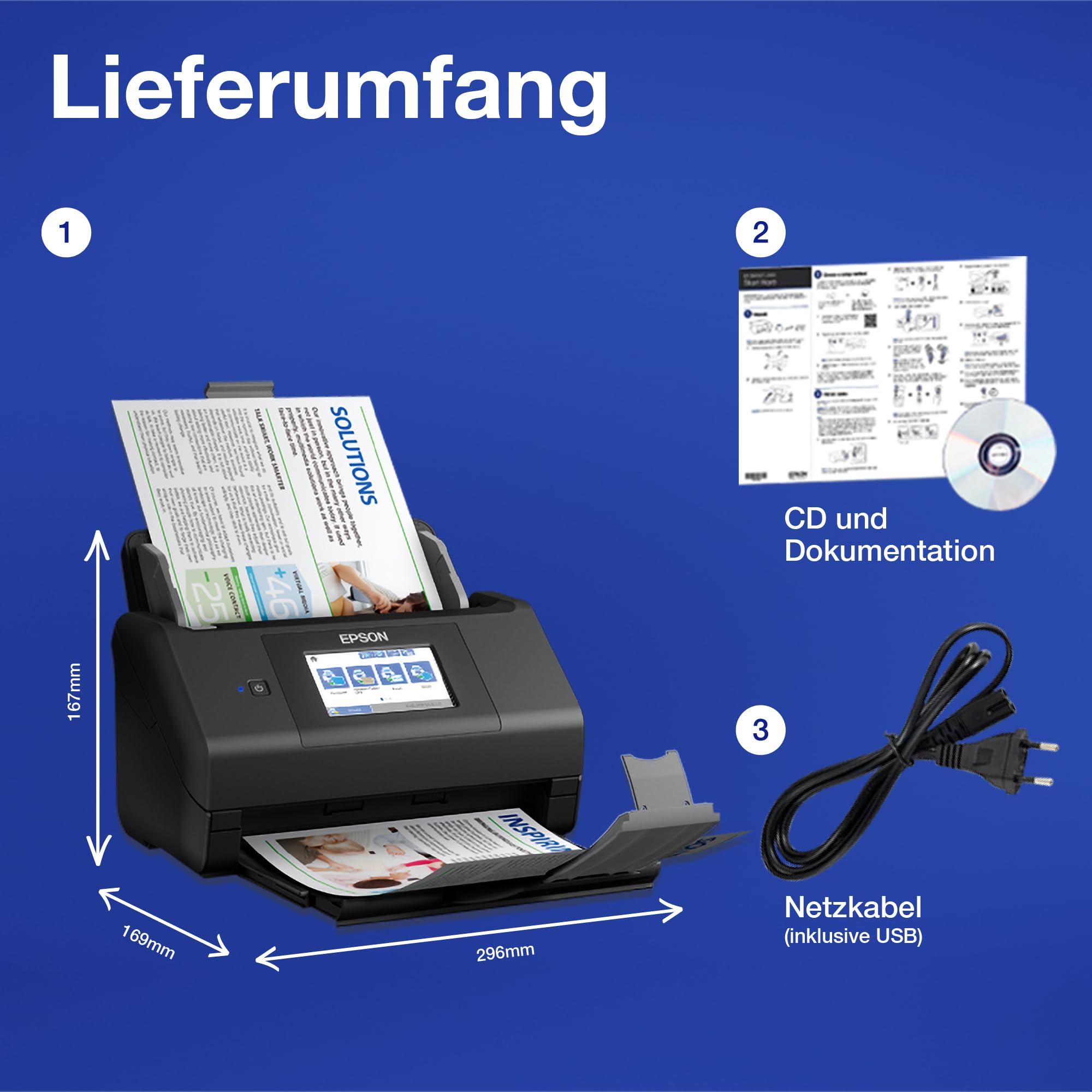 Dokumentenscanner ES-580W DIN A4 WLAN USB Duplex 35 Seiten/min 70 Bilder/min 100-Blatt-ADF 600 dpi Wi-Fi Direct