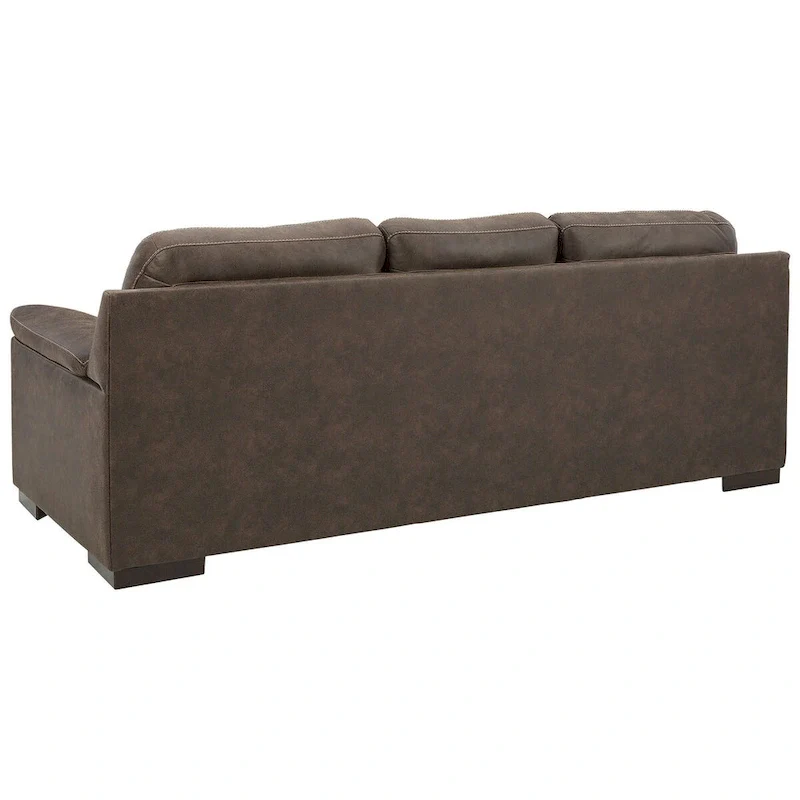 Pebble Brown Faux Leather Sofa with Tufted Styling & Pillow Top Armrests