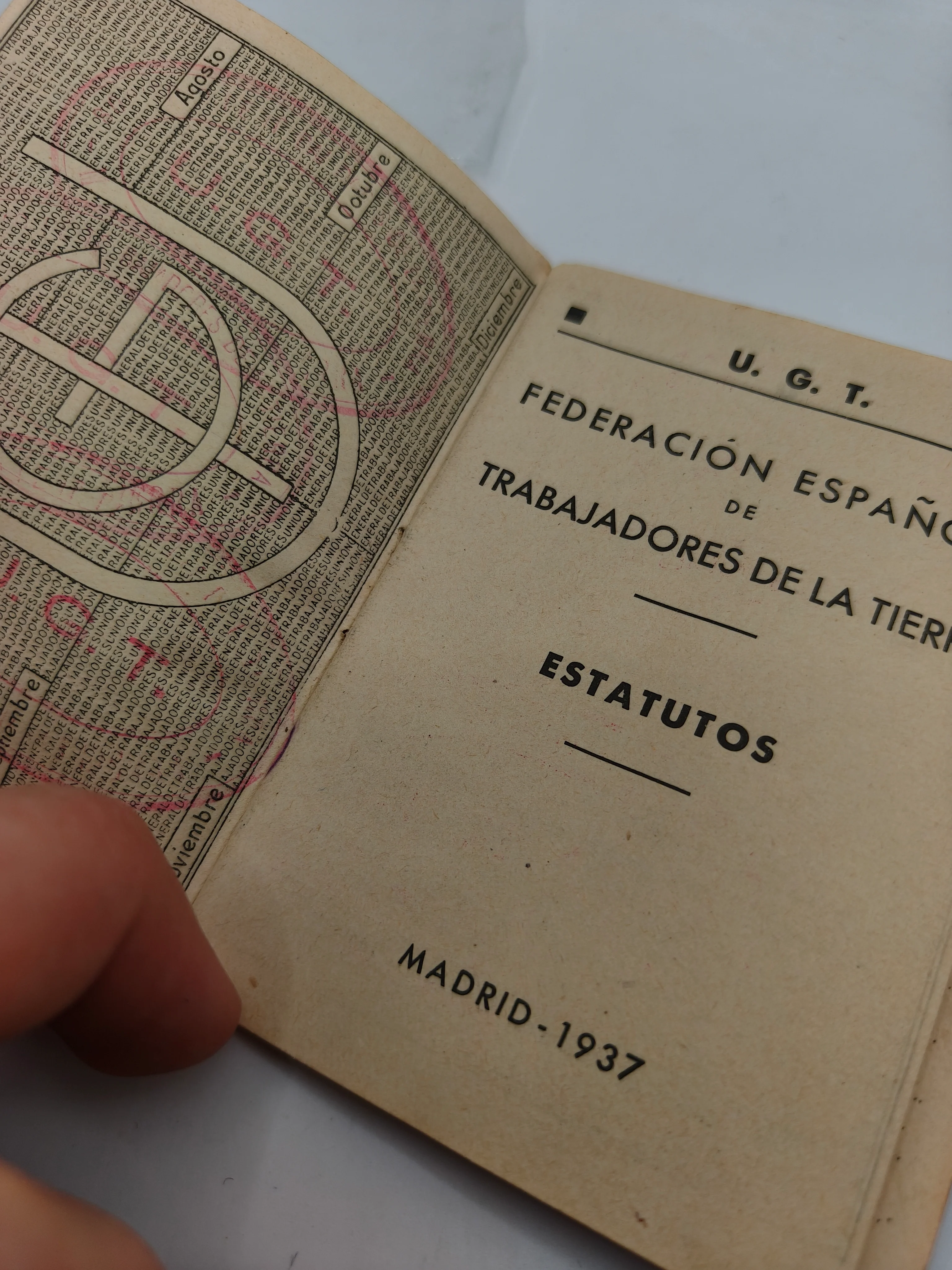 Lote carnet parche UGT. II Rep��blica espa?ola.