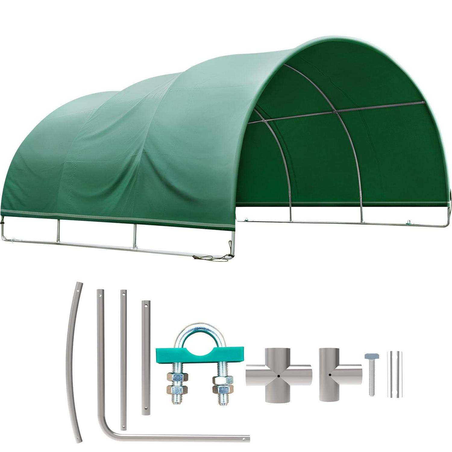 VEVOR 10&times;10 Livestock Shade Shelter, Green PVC Waterproof Corral Panels for Horses