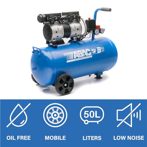 ABAC Compressore d'Aria Silenzioso EASE AIR 50, Compressore Aria Oil Free, Pressione Massima 8 Bar, Potenza 1 Hp, Serbatoio 50 Litri, Rumorosità 59 dB : Amazon.it: Fai da te