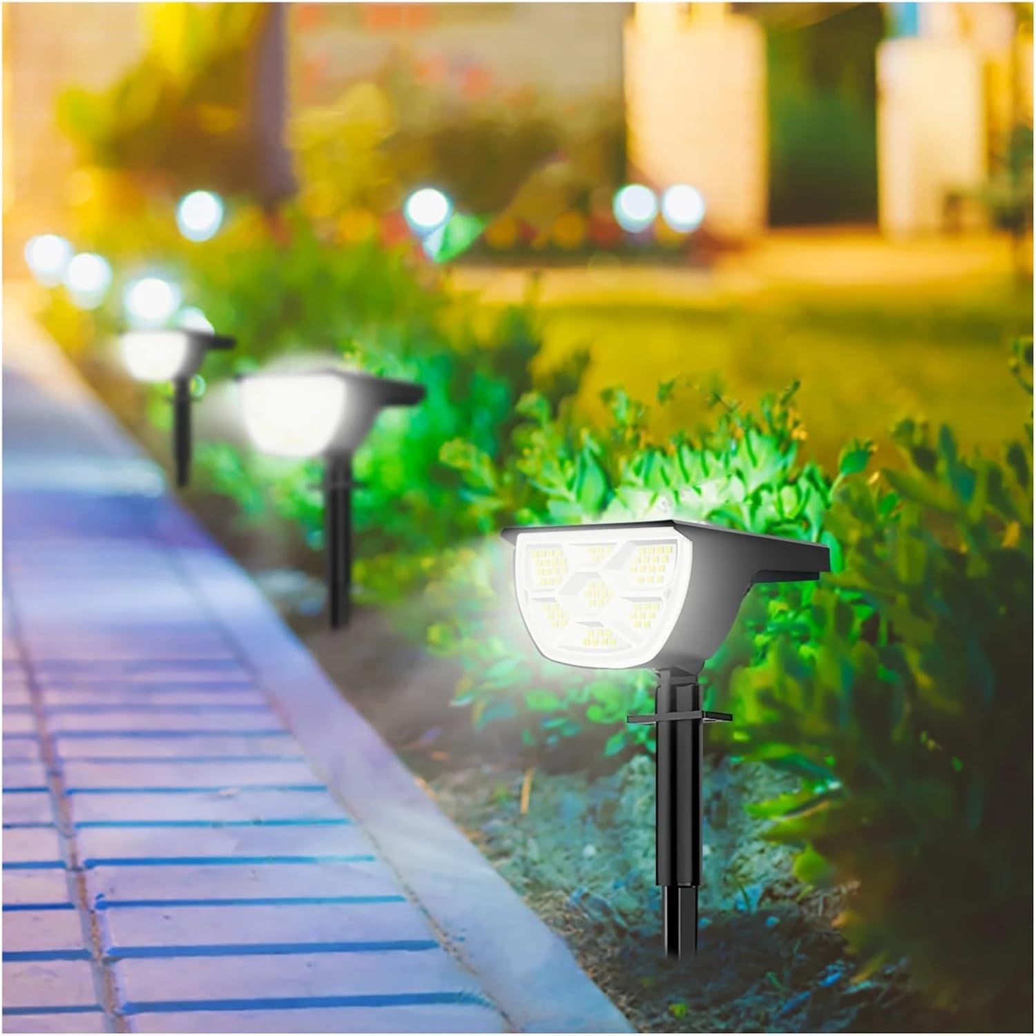 RGB-LED-Landschaftsstrahler, 68 helle Lichter, IP65, wasserdicht, 3 Beleuchtungsmodi, energieeffiziente Außenbeleuchtung für Haustür, Hinterhof, Garage, 4 Stück