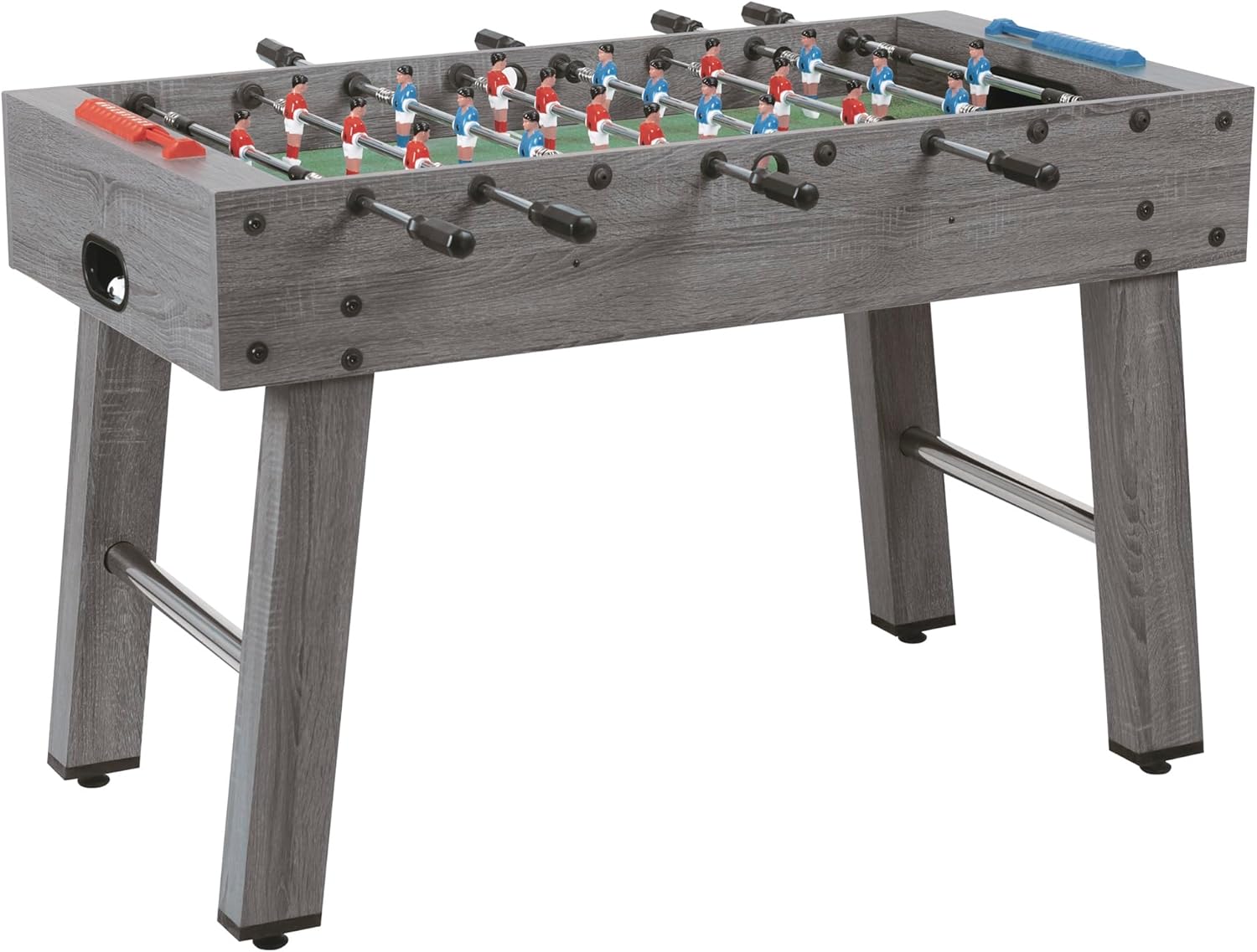 GARLANDO Calciobalilla F-2, rovere grigio, solido ed elegante, Mobile in MDF, 2 palline bianco-nere effetto pallone in dotazione. Disponibile con aste uscenti o telescopiche.