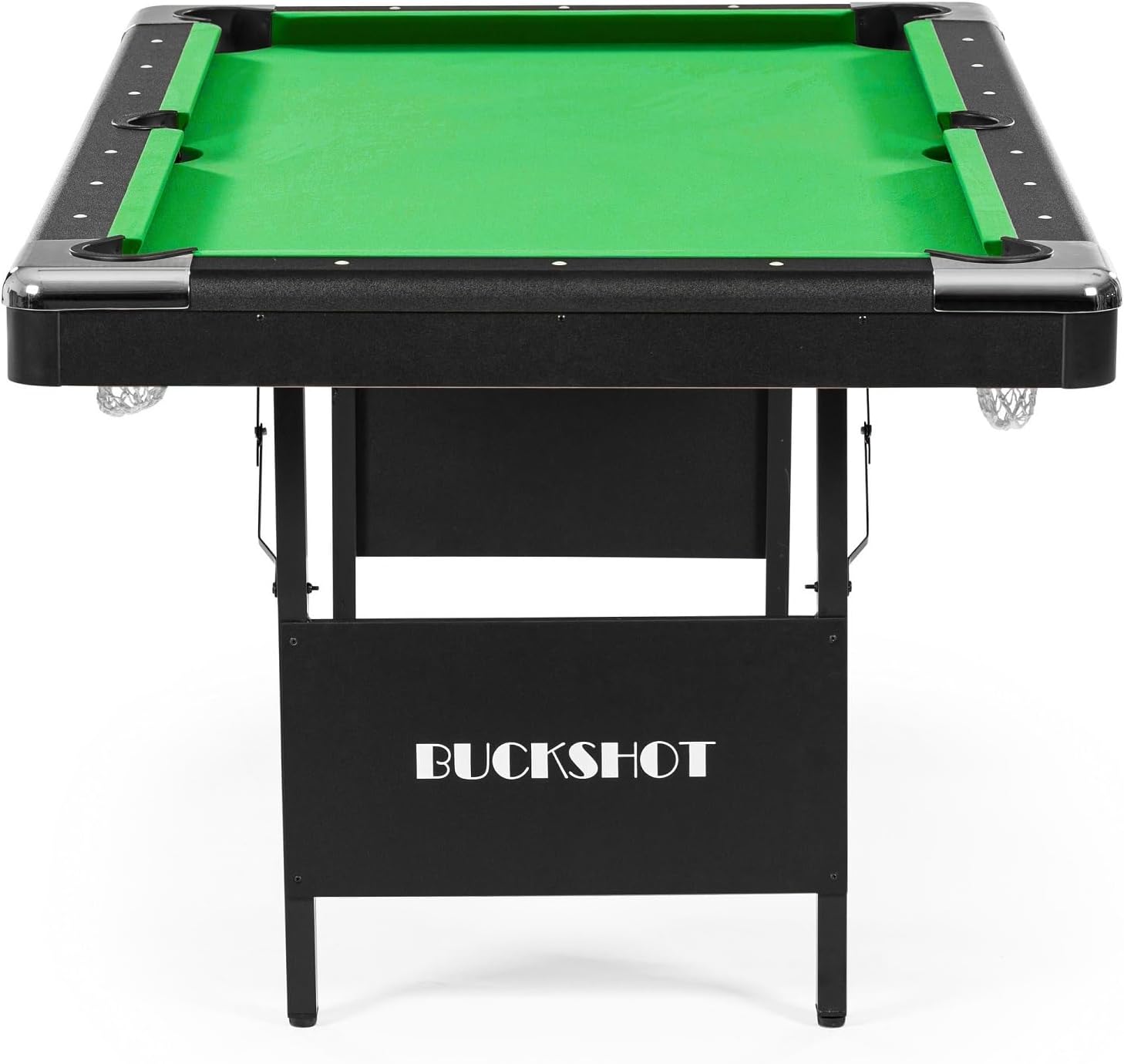 Buckshot Tavolo da biliardo Atlanta, pieghevole, 193 x 109 x 81 cm, con accessori, biliardo a 6 piedi con gambe pieghevoli in metallo, colore: verde/nero
