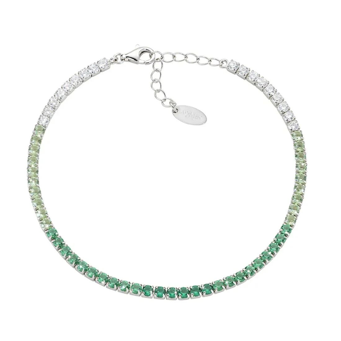 Bracciale Amen tennis argento bianco e verde in sfumatura degrad�� BT25DEBVE17