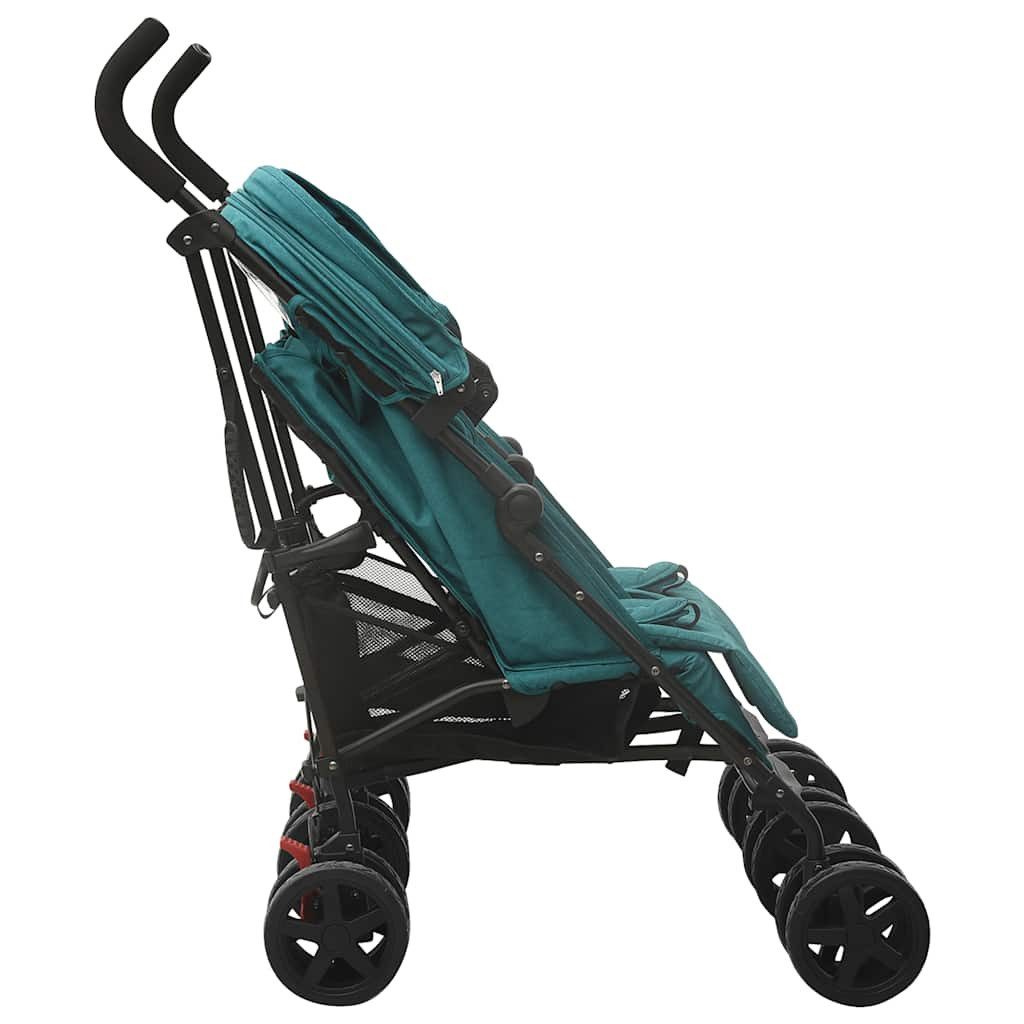Kinder-Buggy Geschwisterwagen Grün Stahl