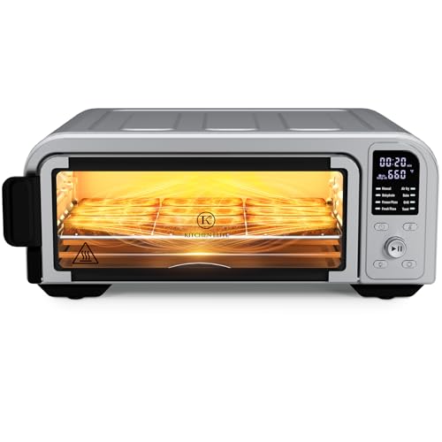 Kitchen Elite Air Fryer Toaster Oven Combo, 8 IN 1 Stainless Steel Airfryer, Digital Convection Oven Countertop, 660°F Pizza Oven for 12' Pizza / 9 Slices, Flip Up & Away Capability for Space saving: Home & Kitchen