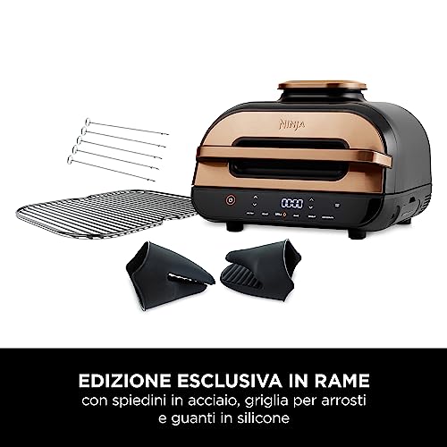 Ninja Foodi MAX Griglia Friggitrice ad Aria con Termometro Sonda Digitale e Spiedi, 3,8 l, 6 in 1, Griglia, Frigge, Arrostisce, Parti Lavabili in Lavastoviglie, Rame/Nero, Esclusiva Amazon, AG551EUCP : Amazon.it: Casa e cucina