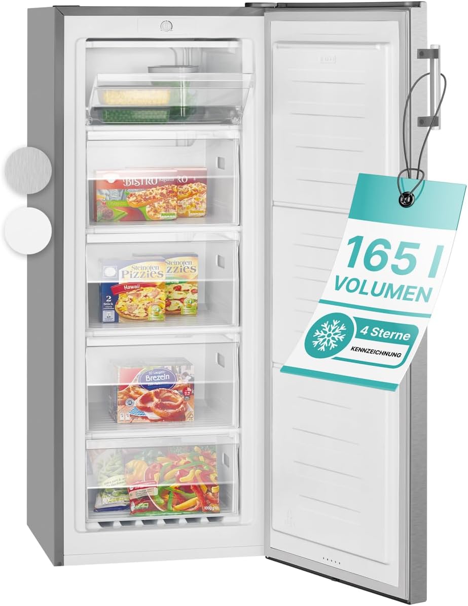 Bomann® großer Gefrierschrank freistehend | 165 Liter Nutzinhalt für Lebensmittel | 5 Schubladen | Freezer Eisschrank Froster | wechselbarer Türanschlag inkl. Eiswürfelschale | GS 7317.1 weiß