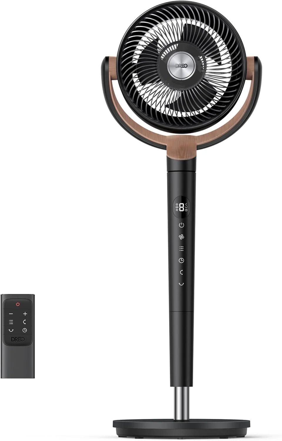DREO 23dB leiser Standventilator, 89-102cm Höhe 3 Modi 8-Geschwindigkeit, 120°+120° Omni-direktionale oszillierende Ventilator, 27M Windentfernung
